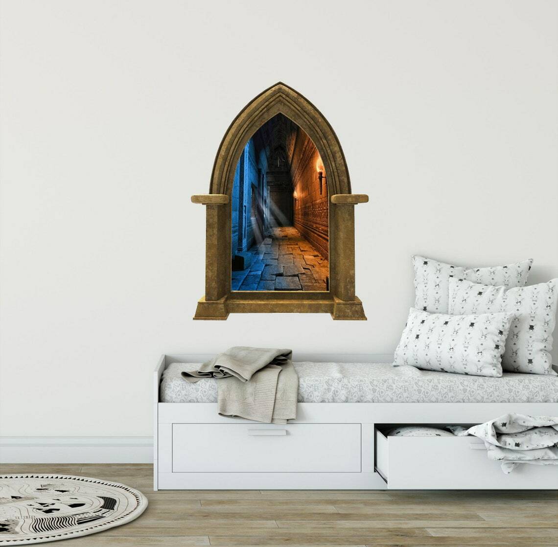 CastleScape Medieval Dungeon Hallway Wall Decal Castle Window Vinyl Wall Sticker