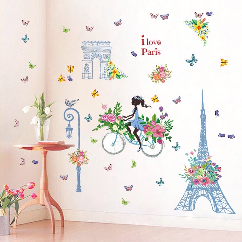 New Removable Wall Decal Paris eiffel tower Girl Sticker Home Room DIY Decor
