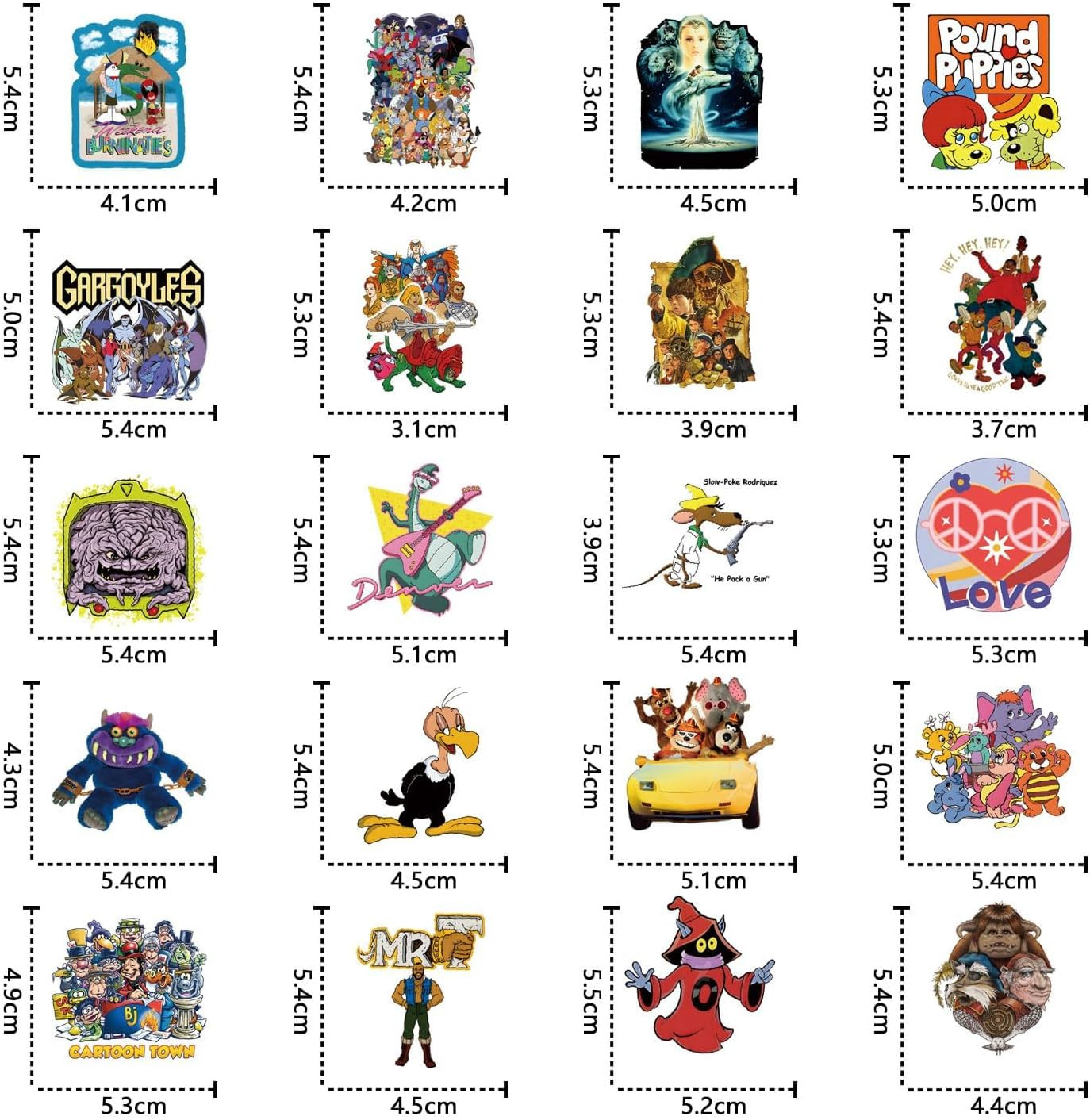 80s Cartoon Stickers Pack – 63 Vinyl Decals for Kids and Teens' Decor