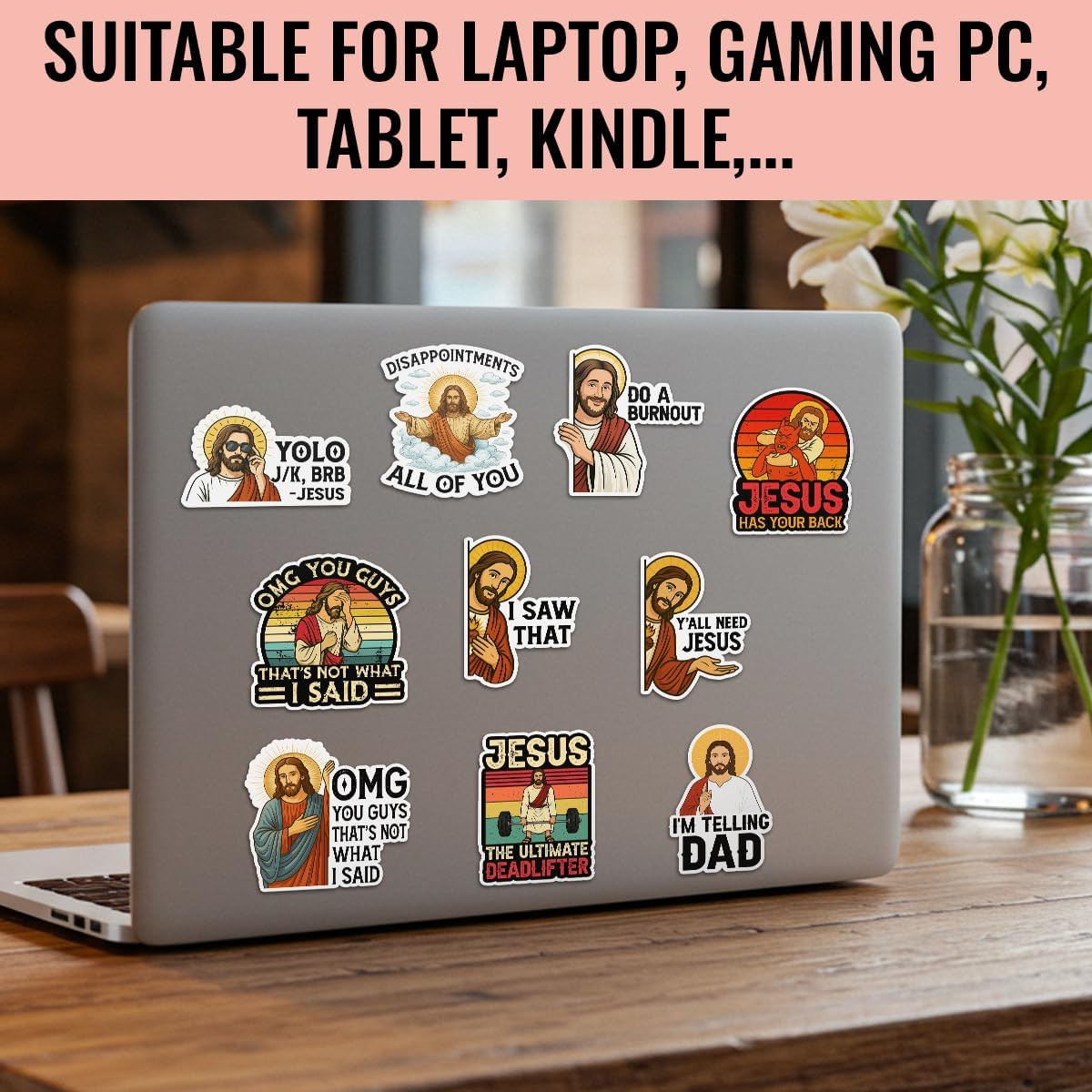 (10Pcs-3In) Funny Jesus Meme Sticker Pack, Christian Humor Sticker, Catholic Chr