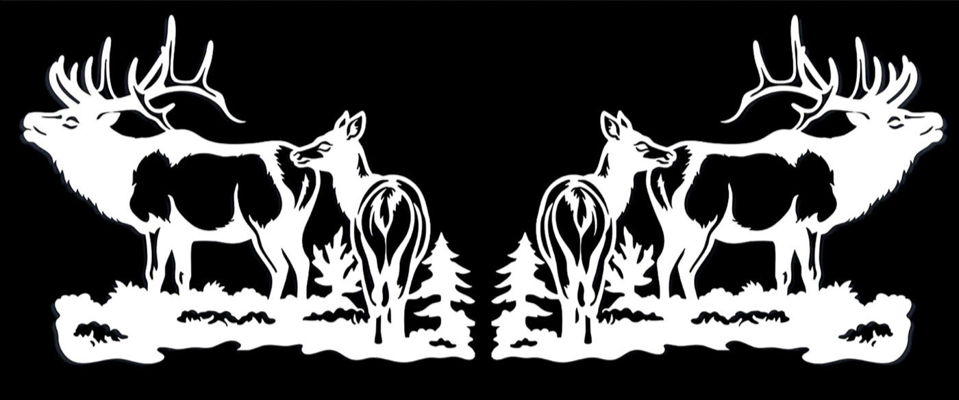 Elk Pair Two Pack 6" Mirrored White or Black Vinyl Decals Car Truck Window
