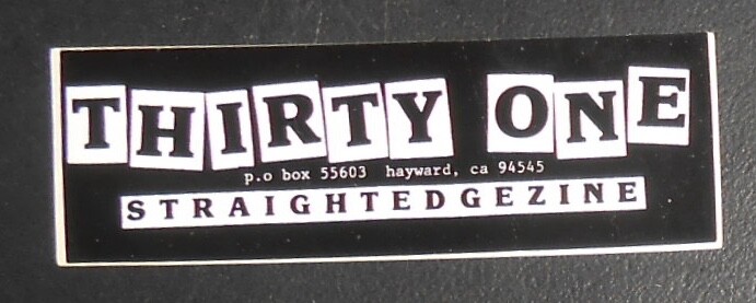 Thirty One Straightedgezine Small Bumper Sticker Vintage Original 4×1.5