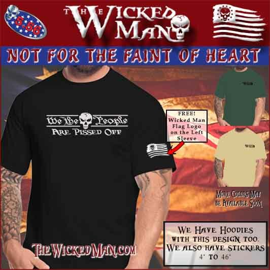 The Wicked Man – We The People Are Pissed Text USA Skull Decal Sticker