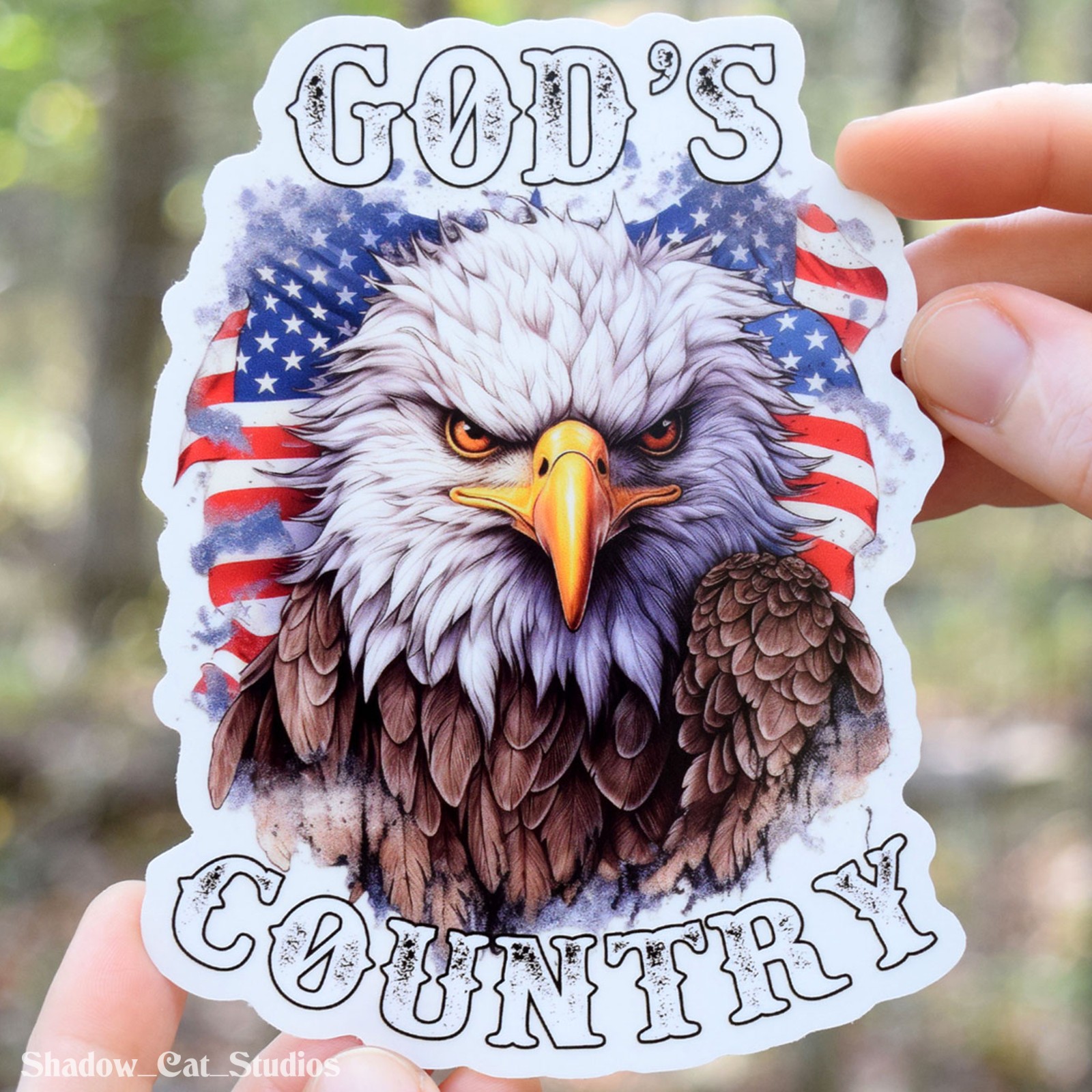 God's Country Eagle Die Cut Clear Vinyl Sticker USA Patriotic Premium Quality