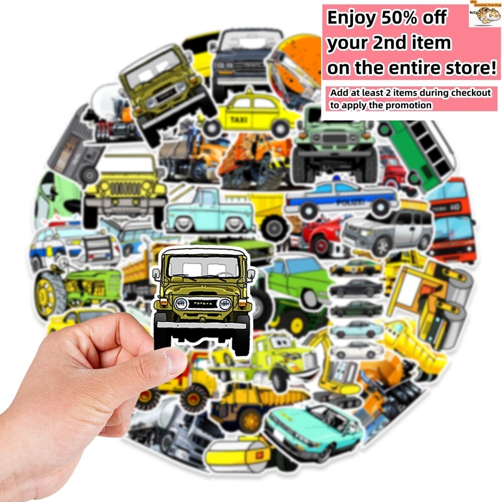 50 Pcs Stickers Vehicle Trucks Cars Fridge Luggage Skateboard Phone Laptop Vinyl