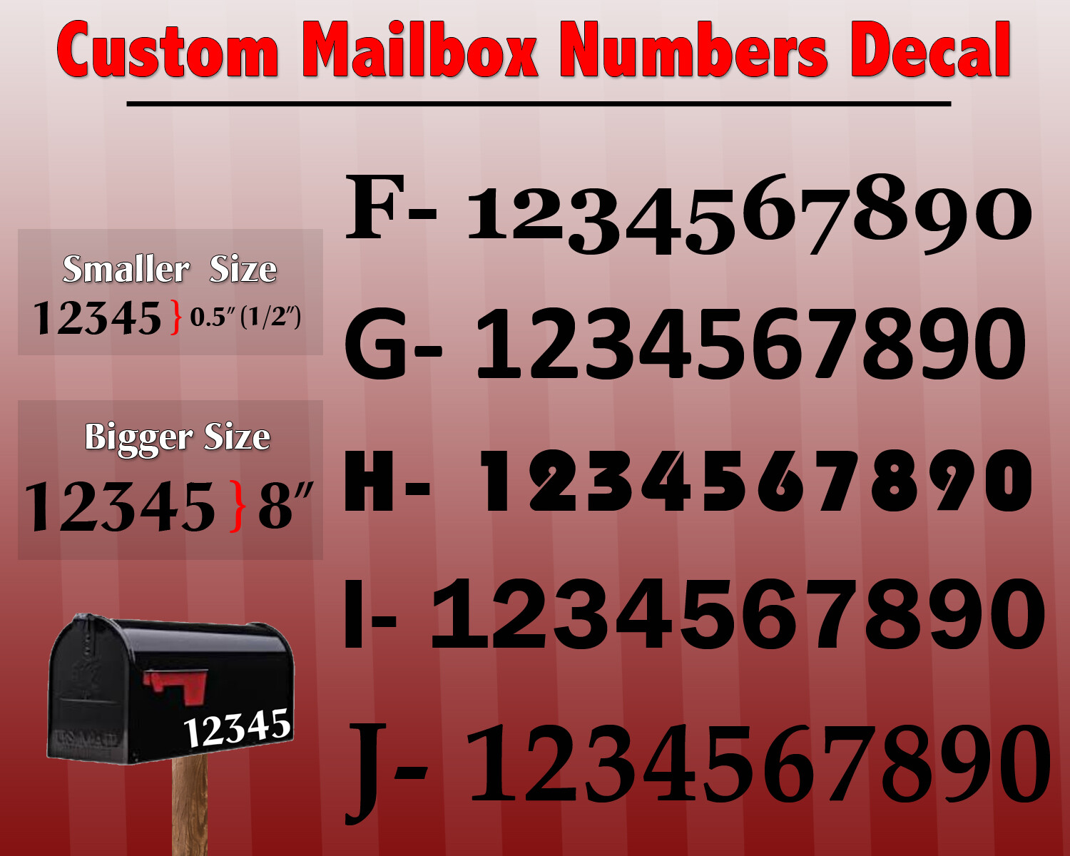2 pack Custom Mailbox Vinyl Die-Cut Decal Numbers Choose: Font, Color and Size