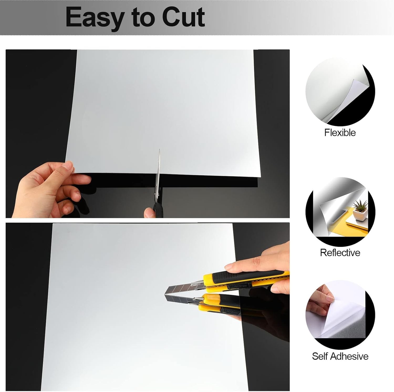 Non Glass Mirror Stickers – Home Wall Decor – 10 Pieces
