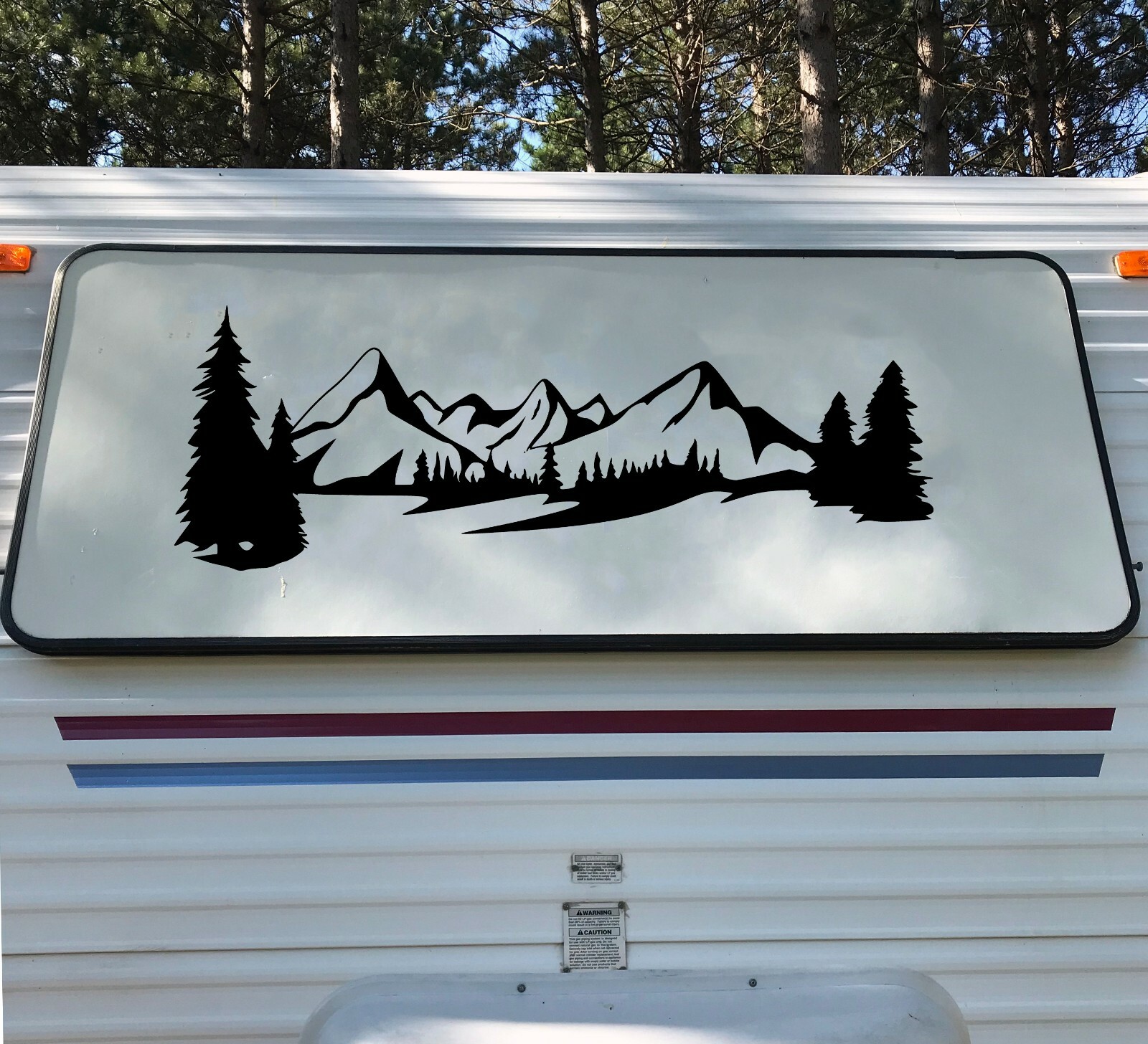 Mountains Forest Scene Vinyl Decal V7 Camper RV Travel Trailer Graphics Sticker