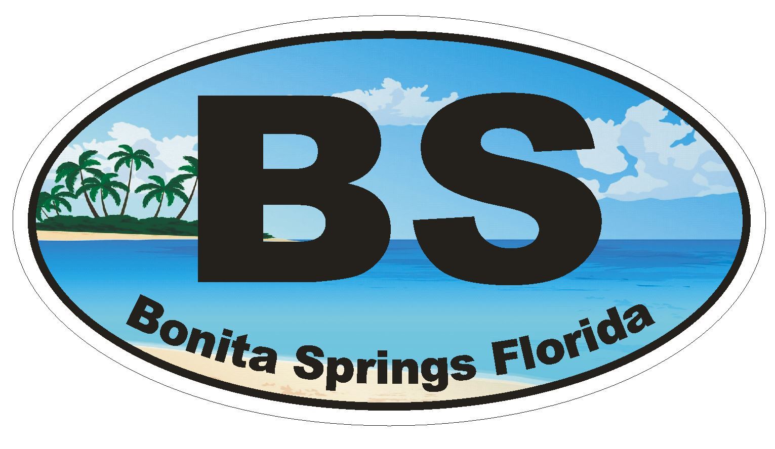 Bonita Springs Florida Oval Bumper Sticker or Helmet Sticker D1135