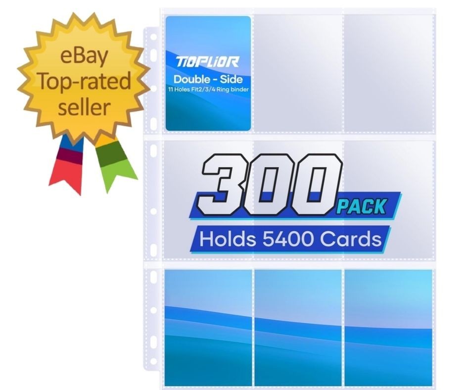 500 Pack Trading Card Sleeve Pages,9 Pockets Double Sided Binder Sheets for 3 Ri