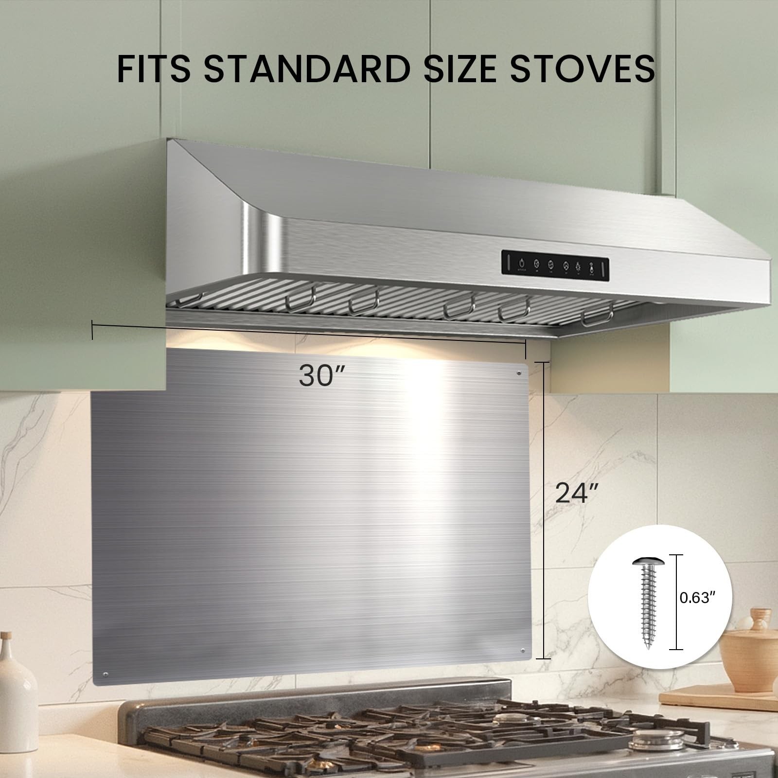 Kitchen Wall Shield – 24×30 Inch Stainless Steel Stove Backsplash for Easy
