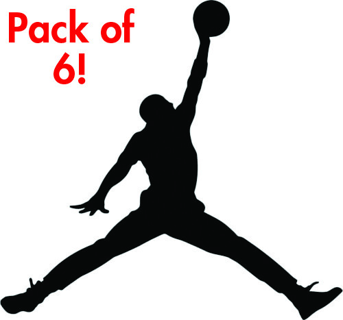 PACK OF 6 Air Michael Jordan Jumpman Logo 4" VINYL DECAL MJ Die Cut Sticker