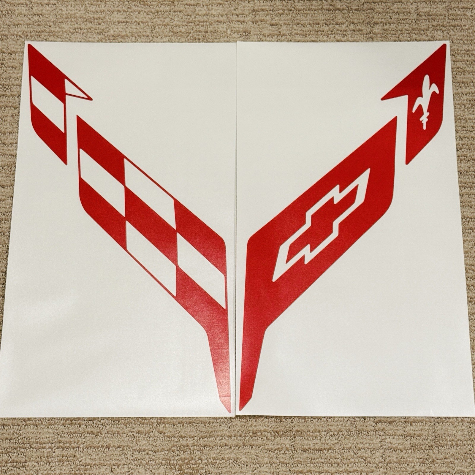 C8 Corvette Crossed Racing Flags Negative Vinyl Decal Sticker for Roof Panel