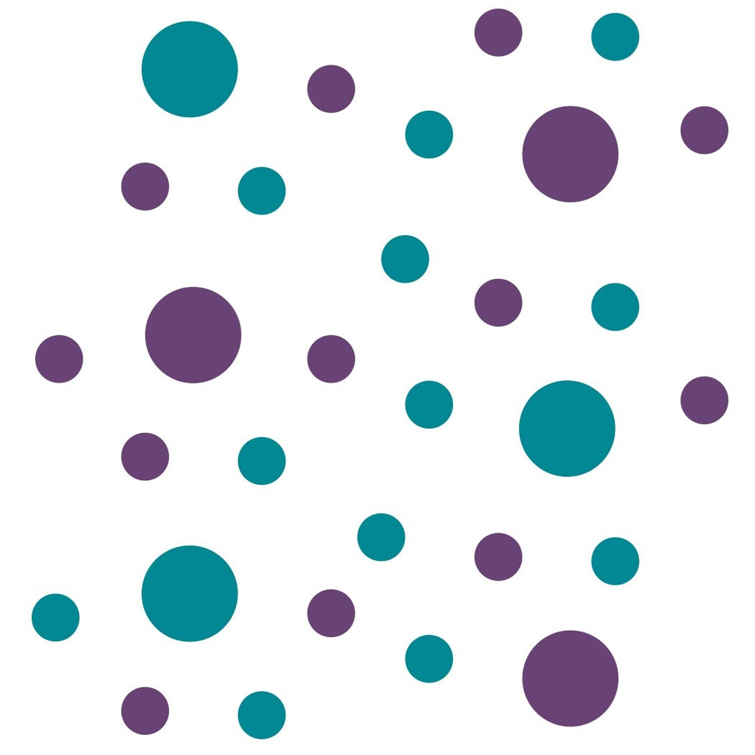 Purple/Turquoise Vinyl Wall Stickers – 2 & 4 inch Circles (30 Decals) 30 Decals