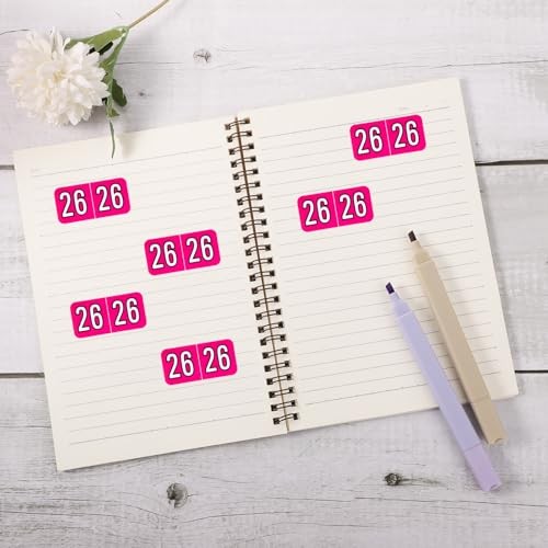 1000pcs 2026 File Folder Sticker Labels, 3/4×1-1/2 Inch Self-Adhesive Rose Red