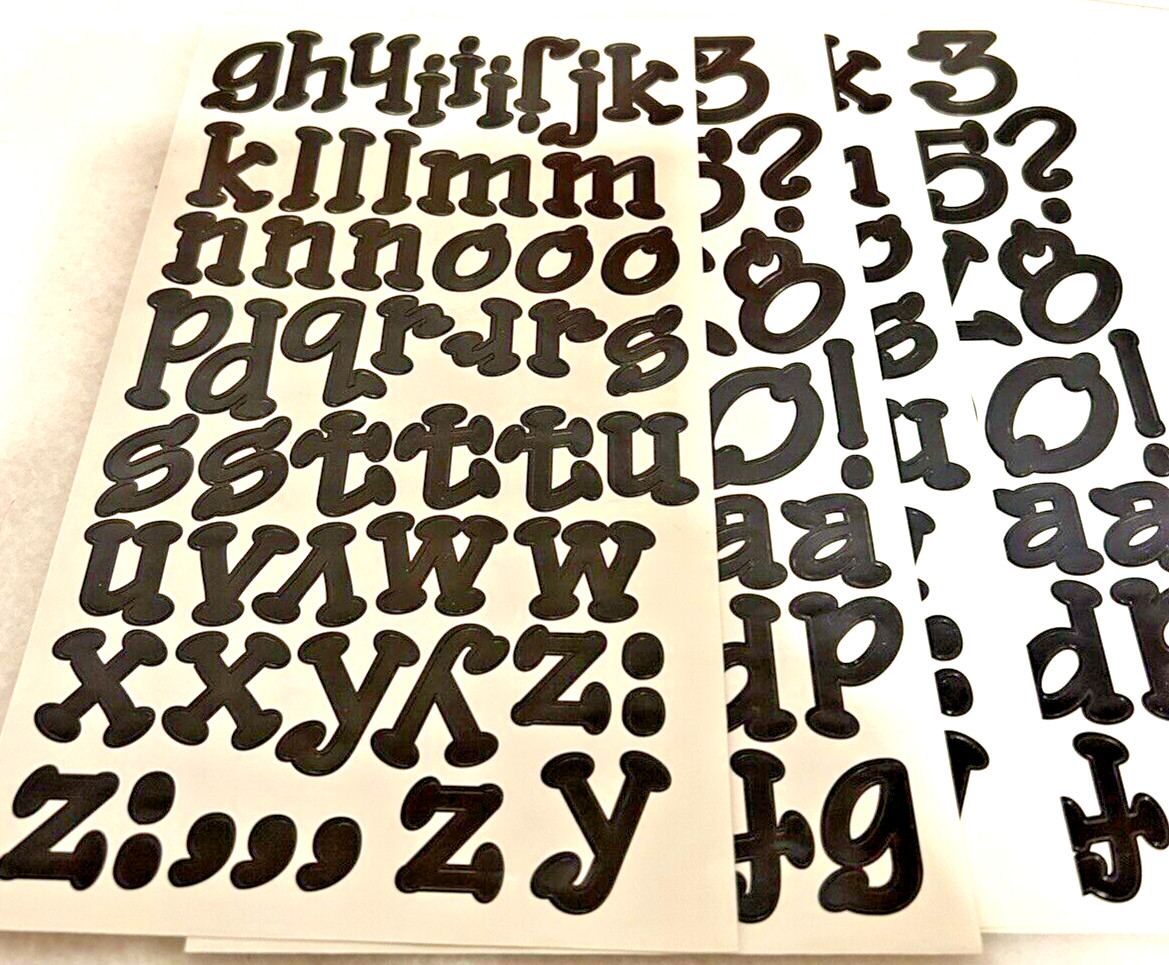 Lot Vinyl Stick On Letters And Numbers Assorted Sizes – Six Packs – See Photos