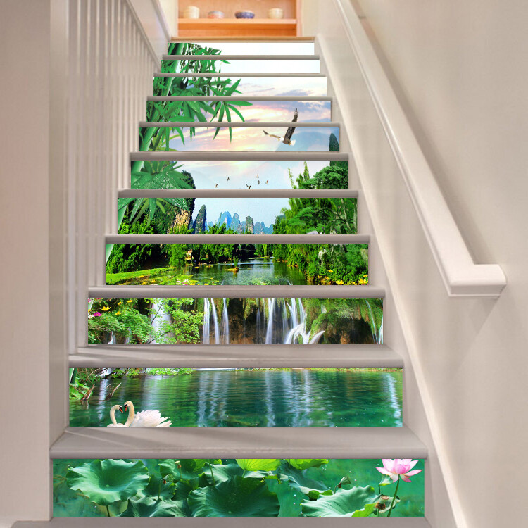 3D Summer Landscape ZHU074 Stairs Risers Decoration Photo Mural Vinyl Wallpaper