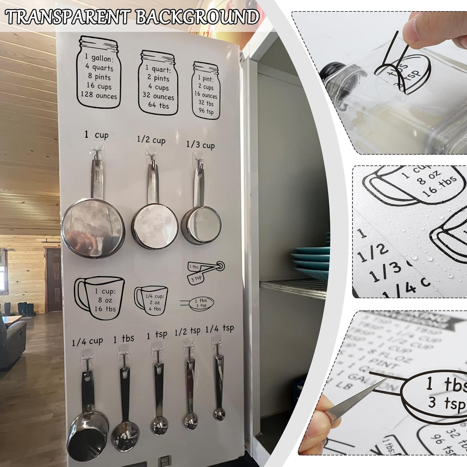 Kitchen Unit of Measurement Conversion Chart, Vinyl Measuring Conversion Decals