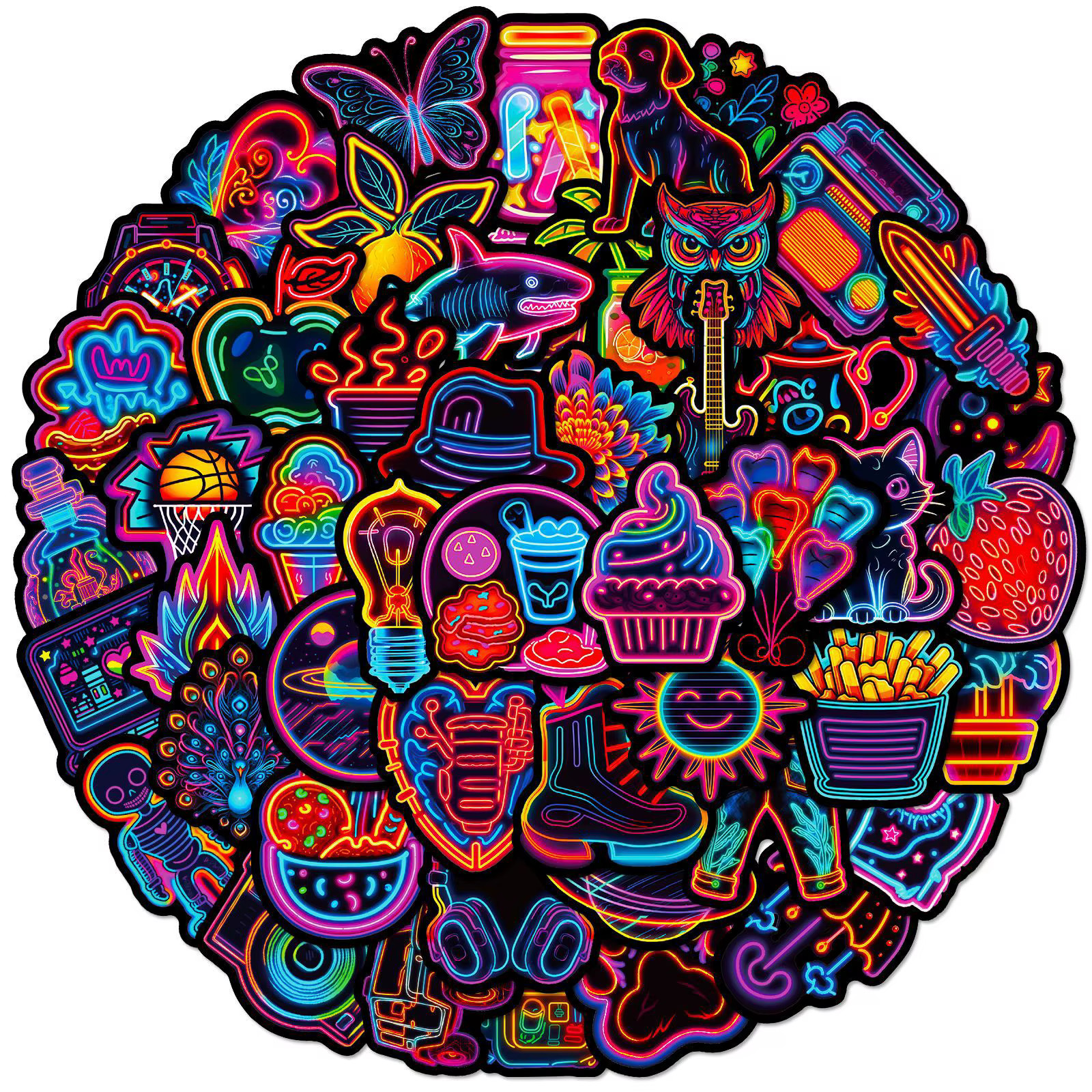 10 pc Fun Neon Light Sticker Set Collectible Stickers ST16