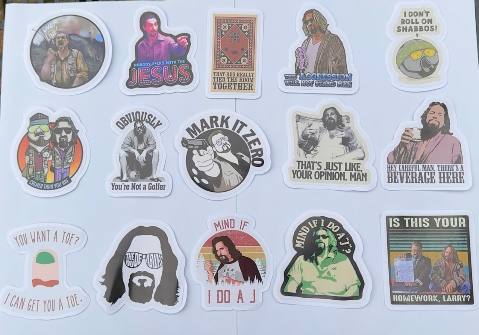 15 PCS Funny Quote Stickers – The Dude, Walter Sobchak, Opinion Man, 3 Inch Viny