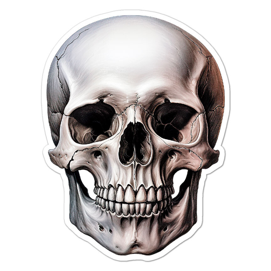 Human Skull, Vinyl Decal Sticker, Indoor Outdoor, 3 Sizes, #9717