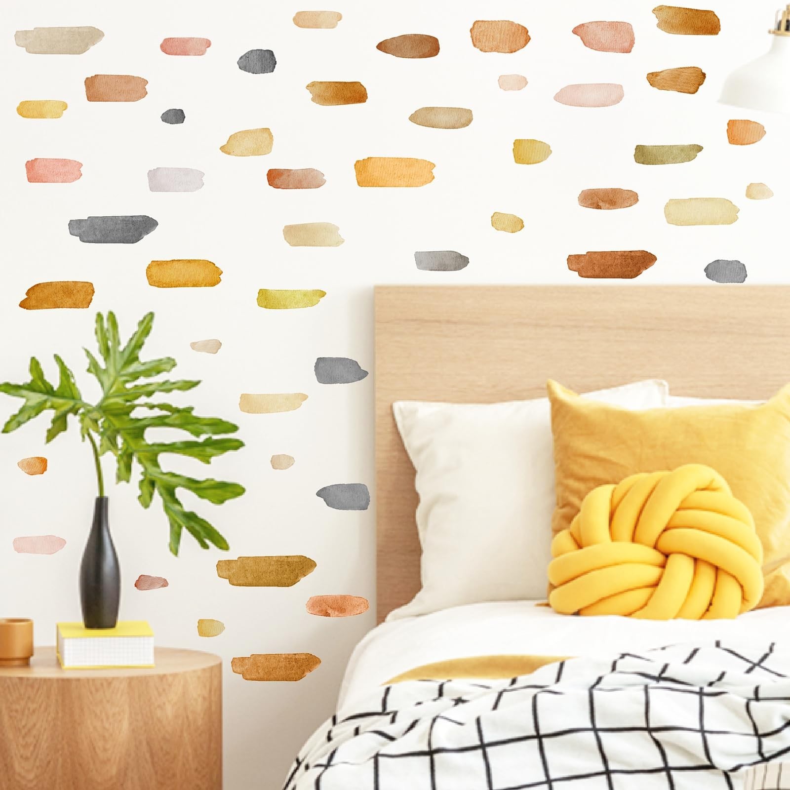 Peel and Stick Watercolor Wall Decals – Boho Brush Stroke Stickers for Nursery &