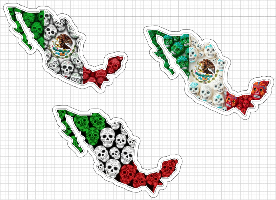 3.5" 6 Pack Mexico Stickers Cell Phone Laptop Skate Sticker Sugar Skull Mexican