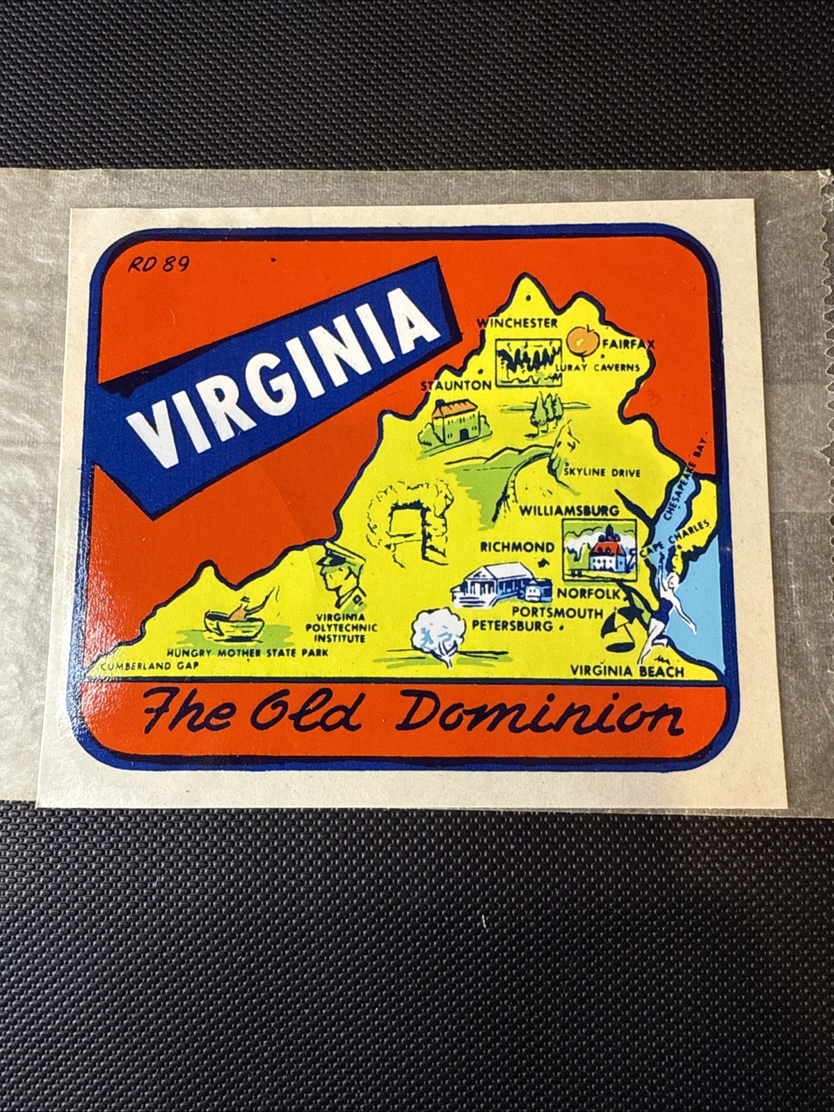 Virginia State Vintage 1960s Decal in sleeve by Lindgren – Turner RD 89