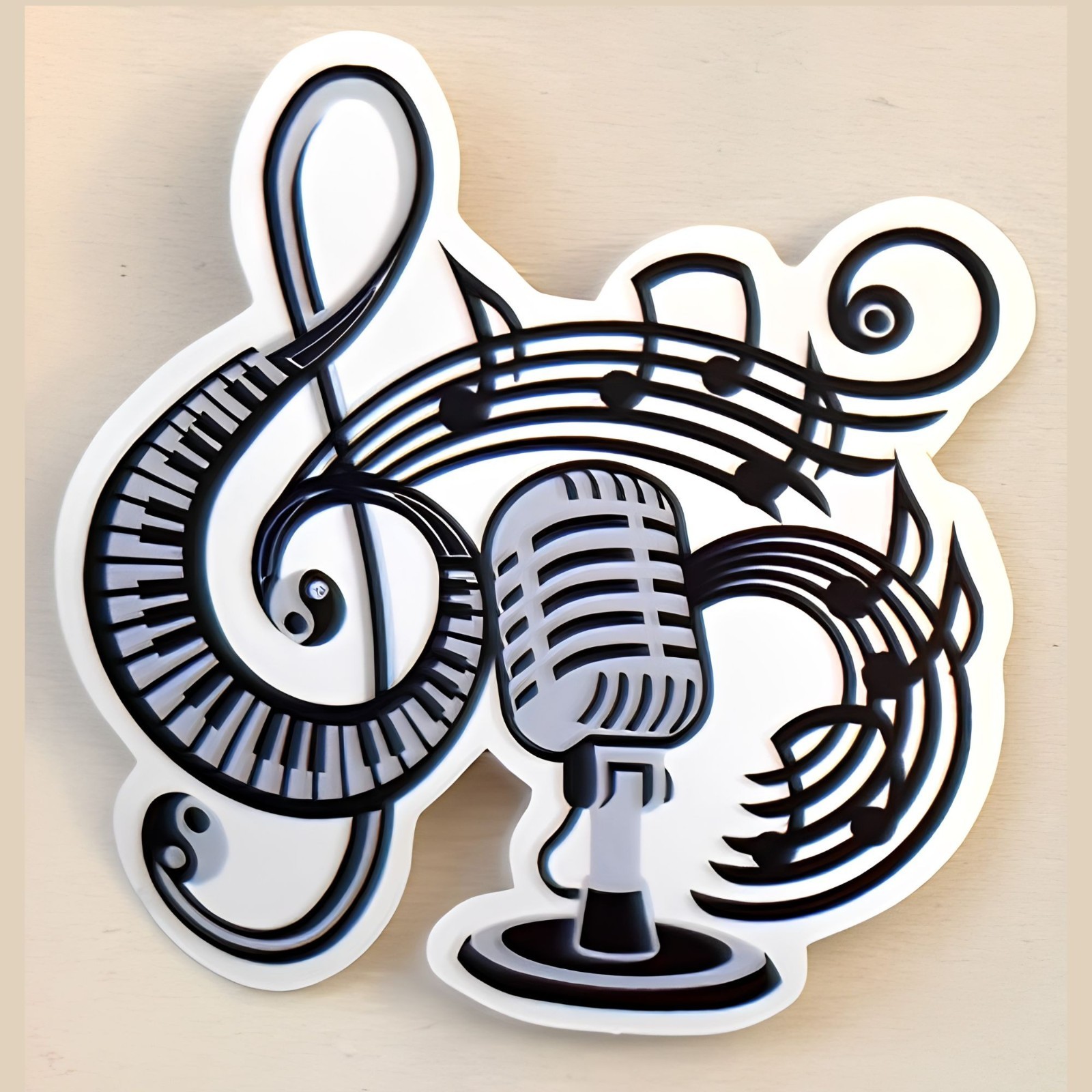 Retro Microphone Music Sticker Treble Clef Piano Keys Waterproof Vinyl No98