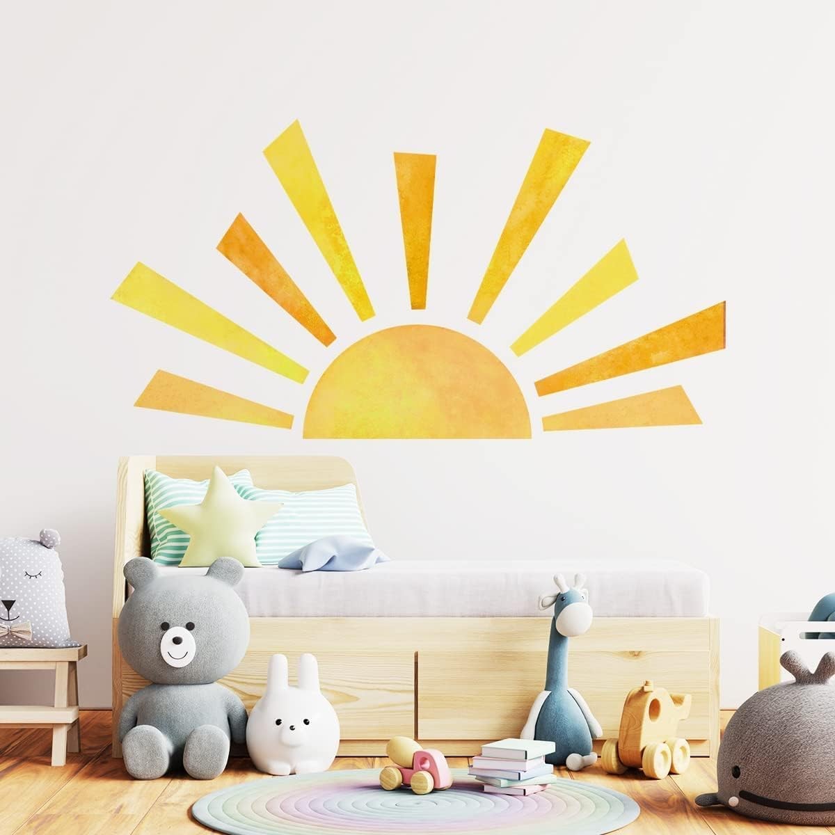 42 x 23.5 Inch Boho Half Sun Wall Decal – Mural, Modern Vinyl Peel and Stick …