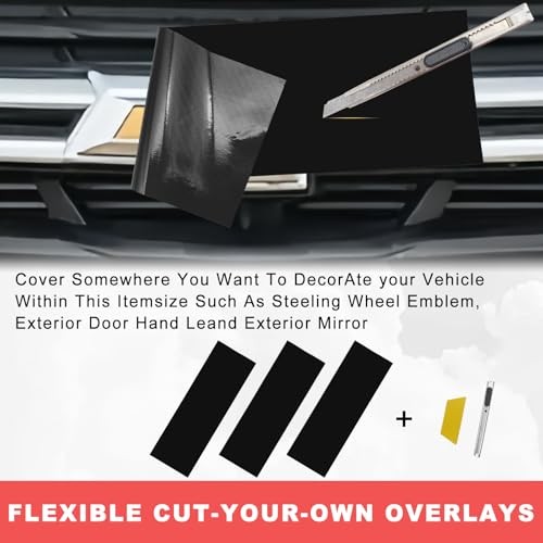3PCS Emblem Wrap Kit Compatible with Bowtie Logo Wrap Stickers Matte Black