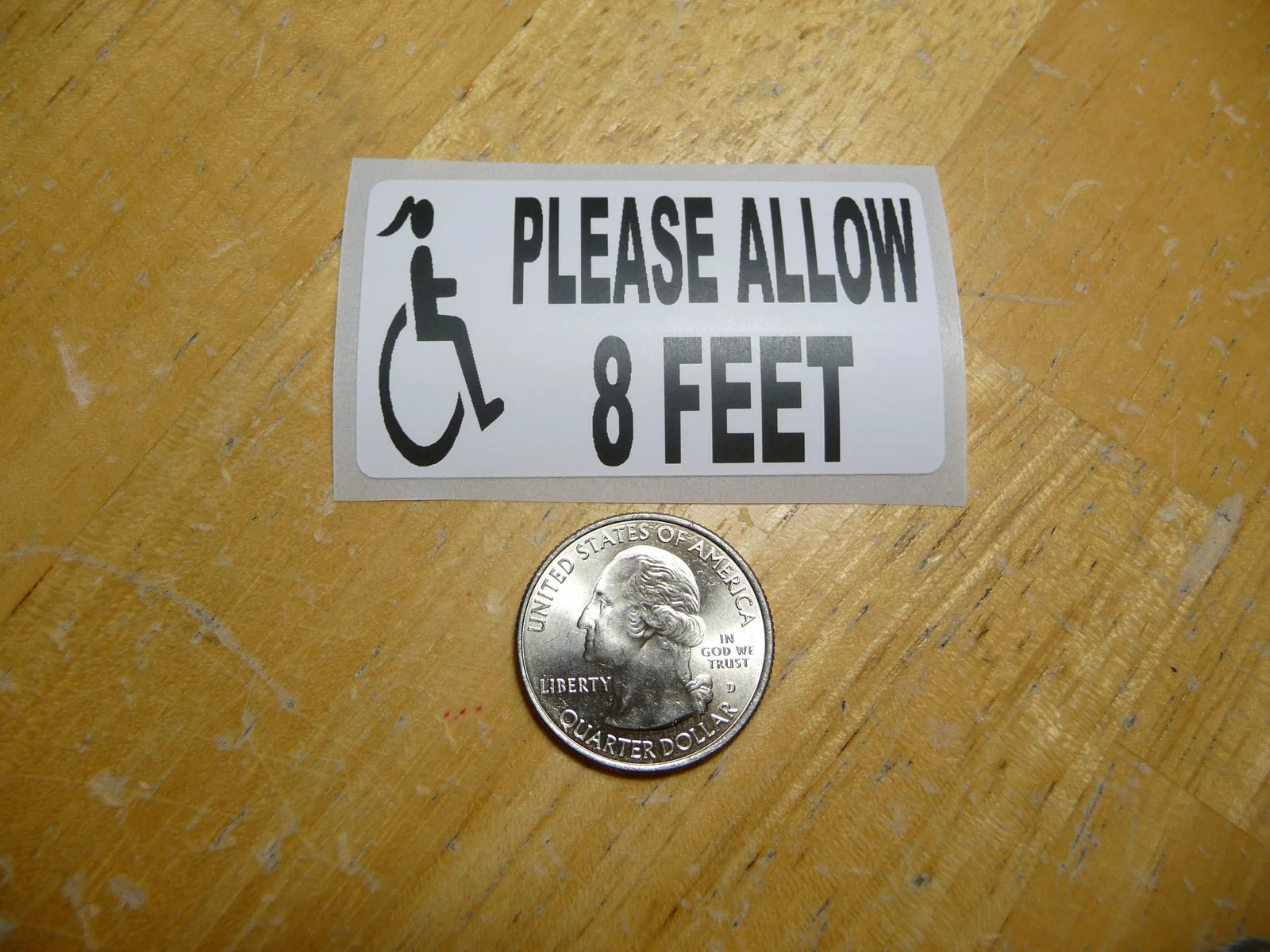 PLEASE ALLOW 8 FEET HANDICAPPED WOMAN STICKER DECAL 1 – 50 BULK PACK DOOR