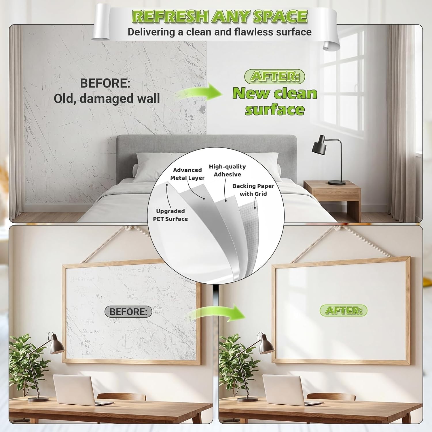 Transform Any Surface with 4x6ft Whiteboard Sticker – Super Sticky & Versatile