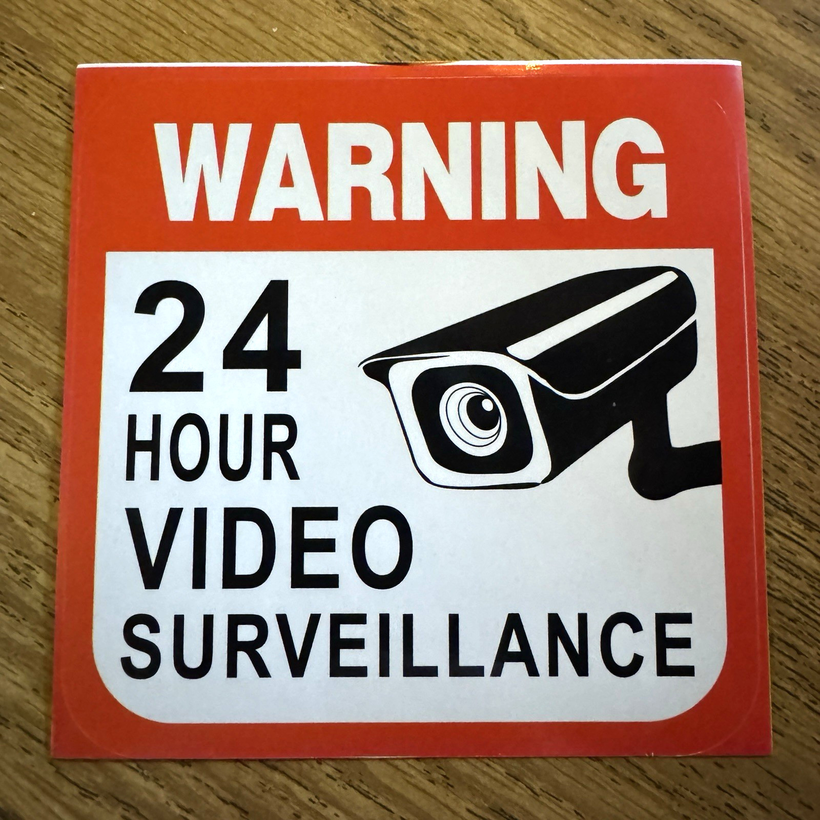4" Die-Cut "Warning 24 HR Video Surveillance Vinyl Sticker Security Decal