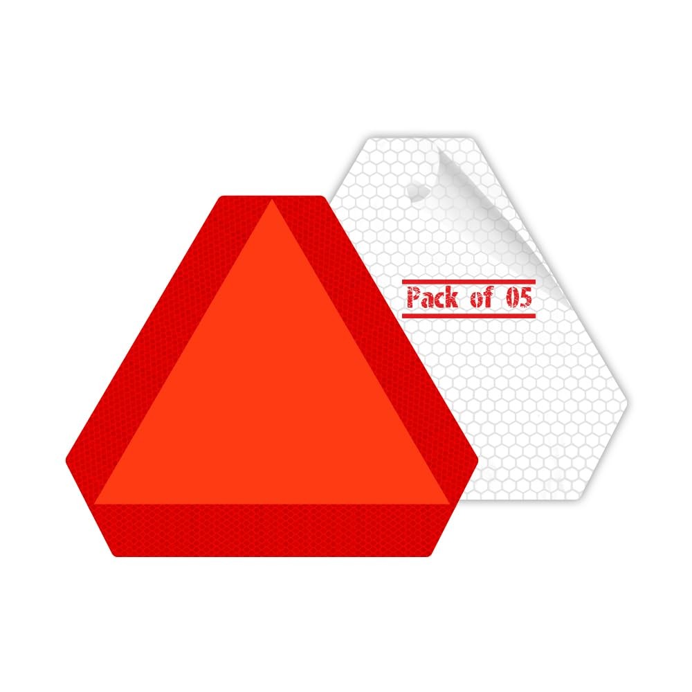 Slow Moving Vehicle Sign, 7 x 8 inches Diamond Grade Reflective Triangle Sticker