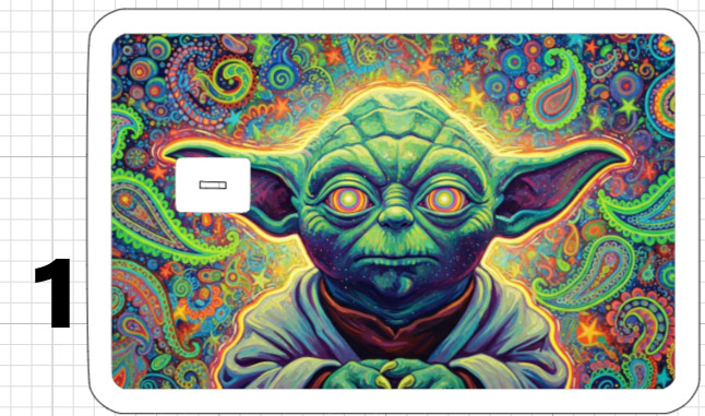 Psychedelic Yoda ATM Debit Credit Sticker Skin 420 Star Wars Jedi Sith Pot USA