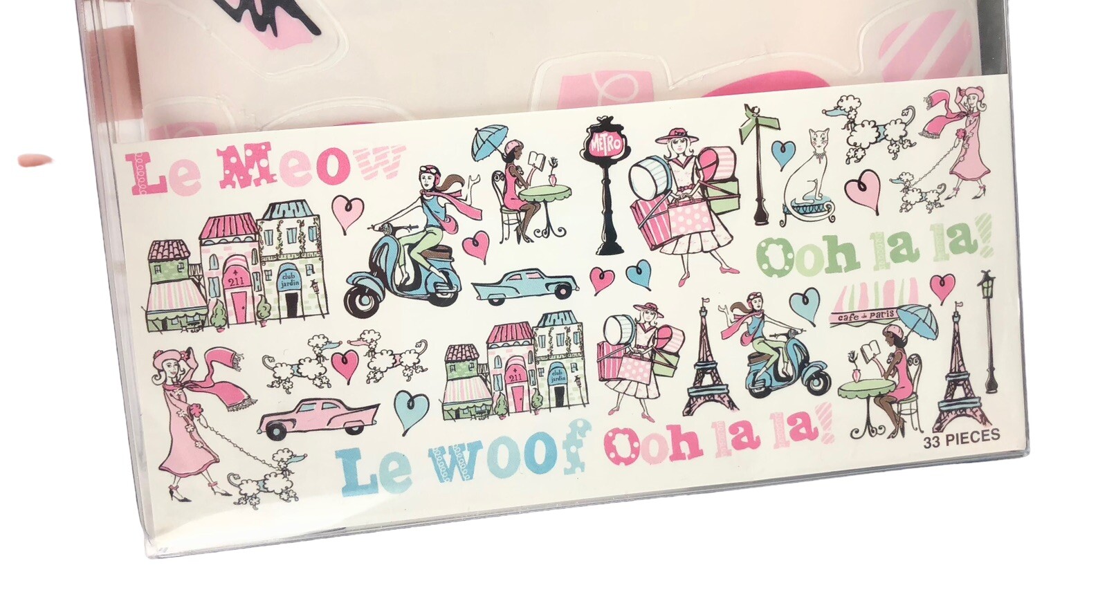 Bombay Kids Appliques Le Meow French Pink/Blue Wall Appliques 33 pieces NEW