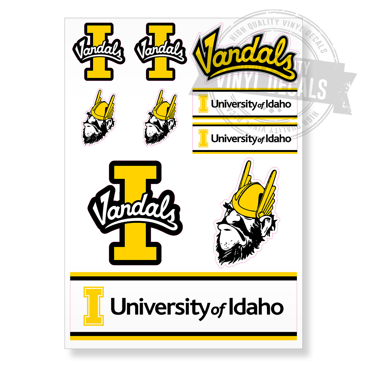 University of Idaho NCAA Vandals High Quality A4 Printed Vinyl Decal Sticker Kit