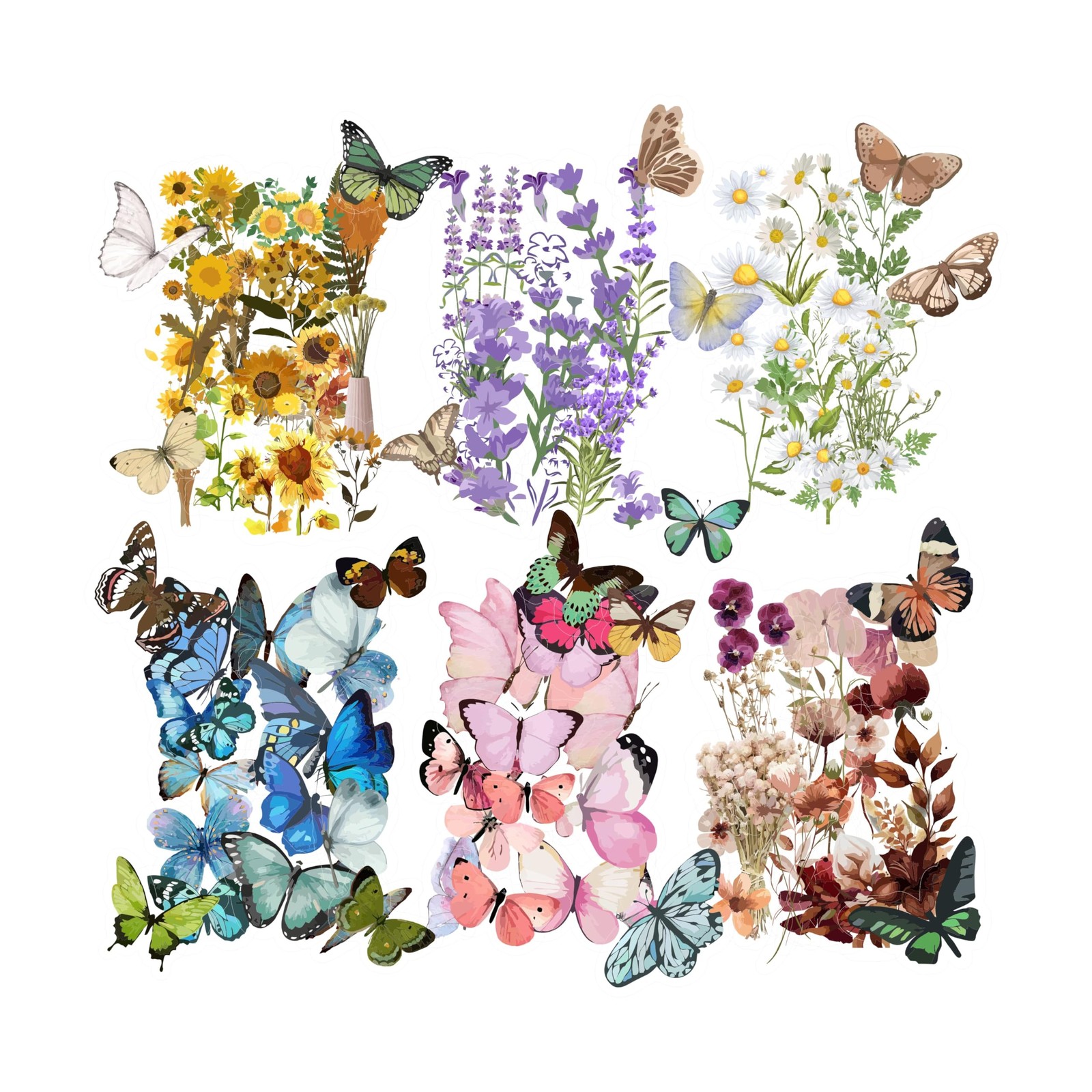 BulbaCraft Transparent Flower and Butterfly Stickers for