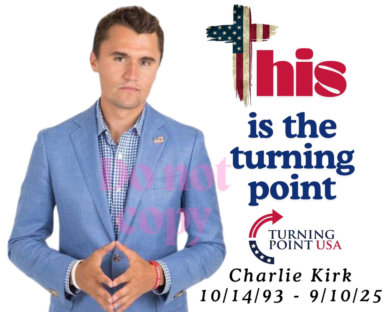CHARLIE KIRK STICKER DECAL RIP WATEPROOF & REMOVABLE TURNING POINT TPUSA