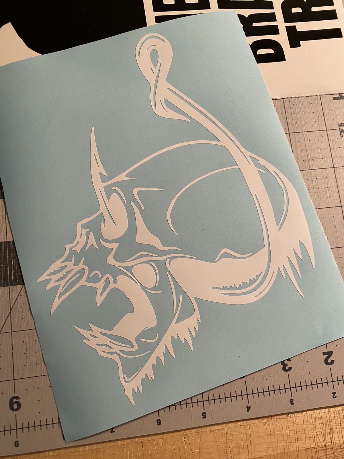 Vinyl Decal for Window – Skull & Fishing Hook