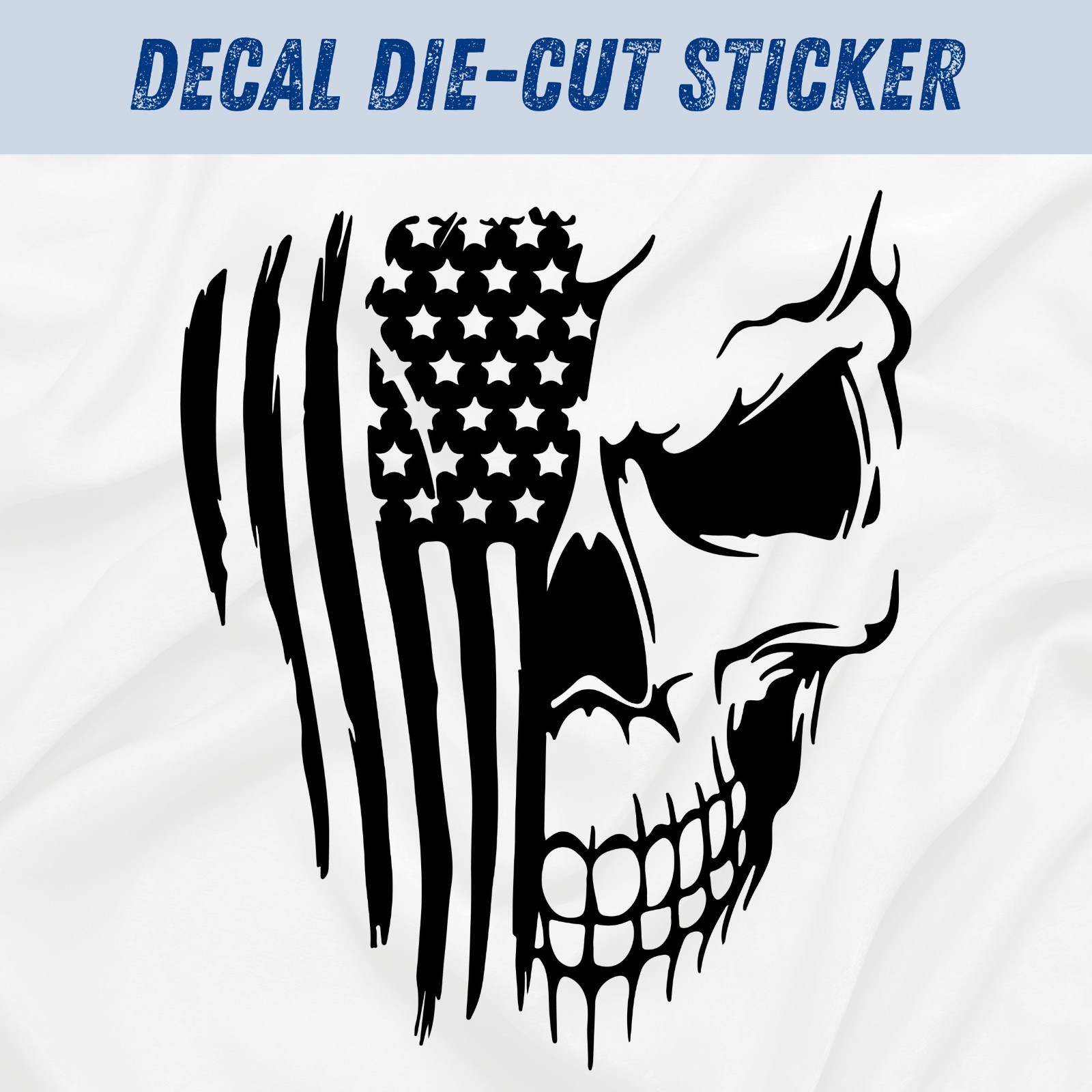 Distressed Skull America Flag Skeleton Vinyl Car Decal Sticker USA Truck Window