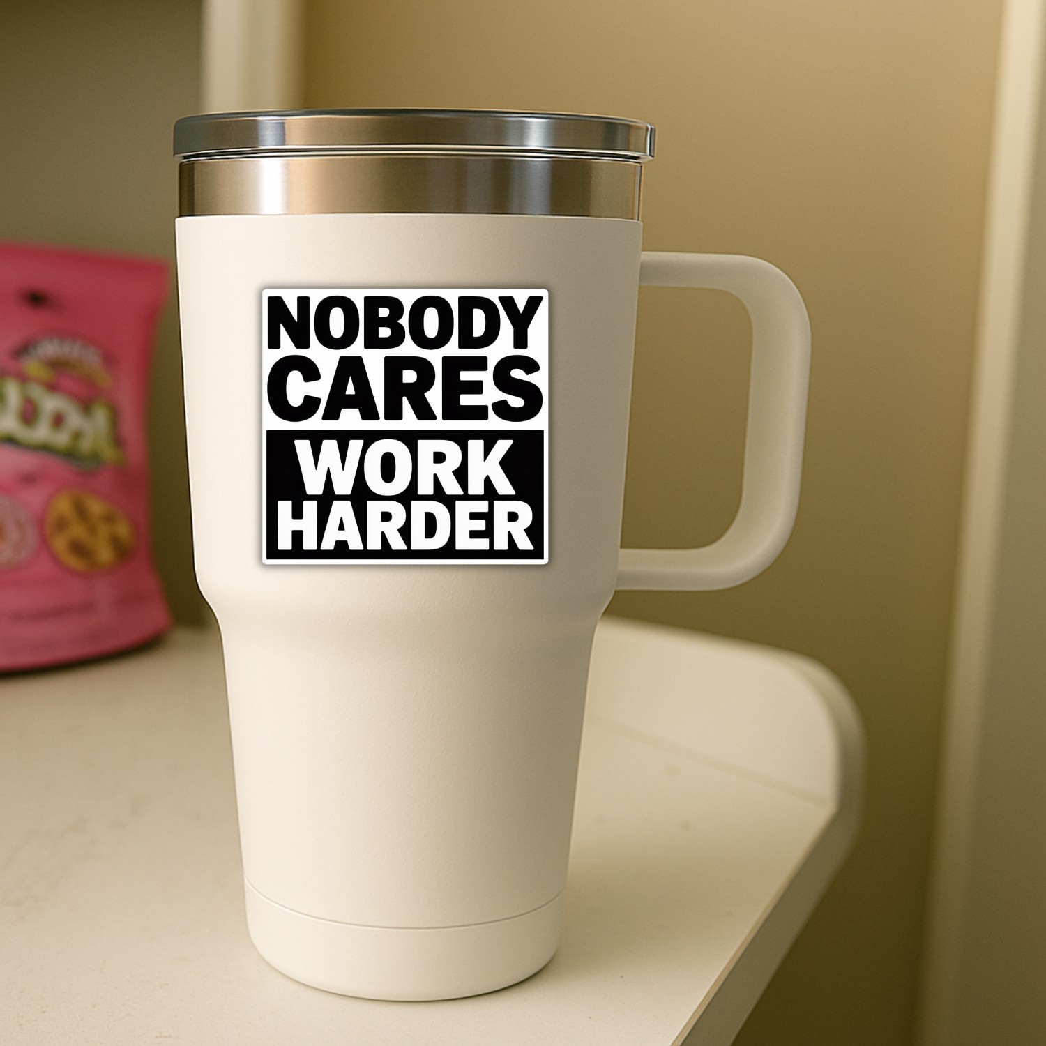 Motivational Nobody Cares Work Harder Stickers: Waterproof Vinyl Decals