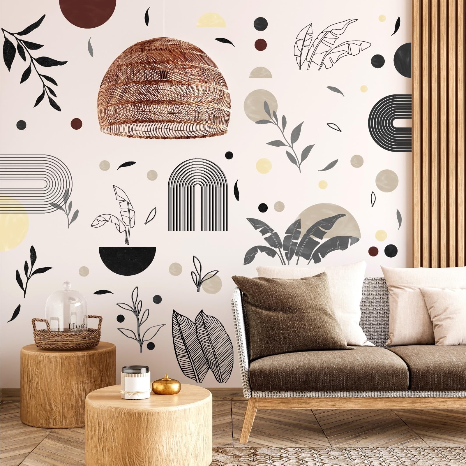 Vintage Abstract Art Wall Stickers Geometric Wall Decals Peel and Stick Boho …