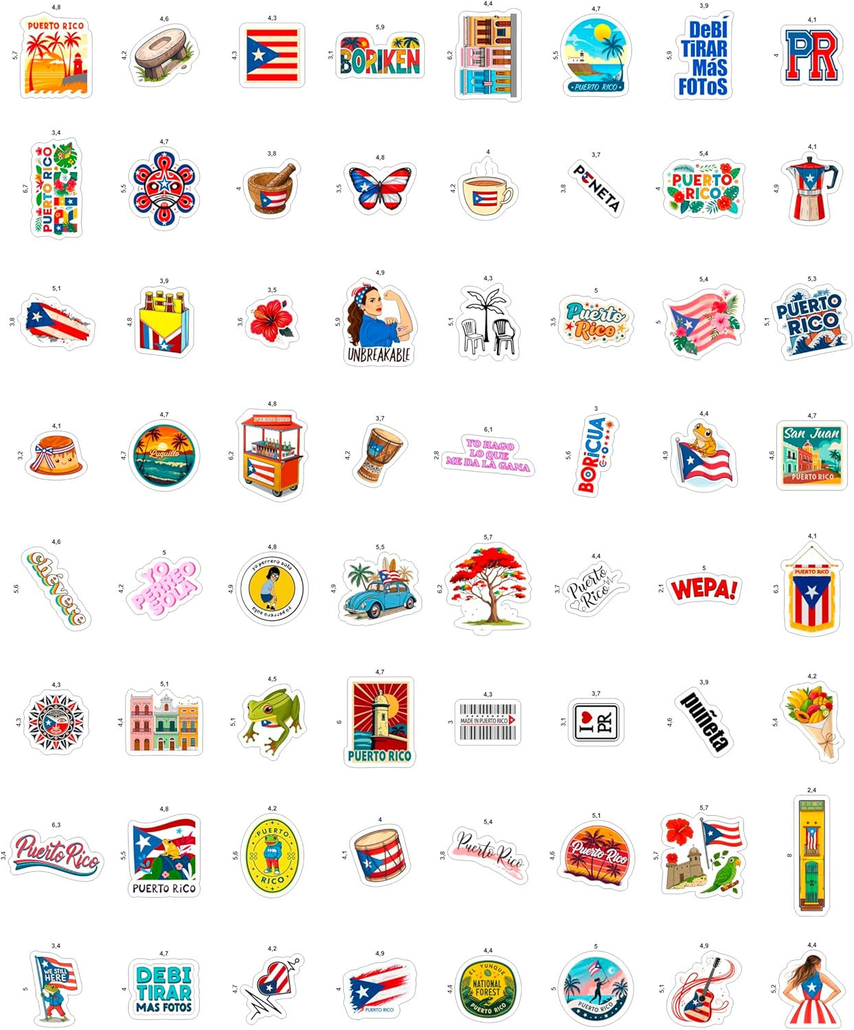 100Pcs Puerto Rico Stickers and Decals for Water Bottle, Laptop – Puerto Rico Gi