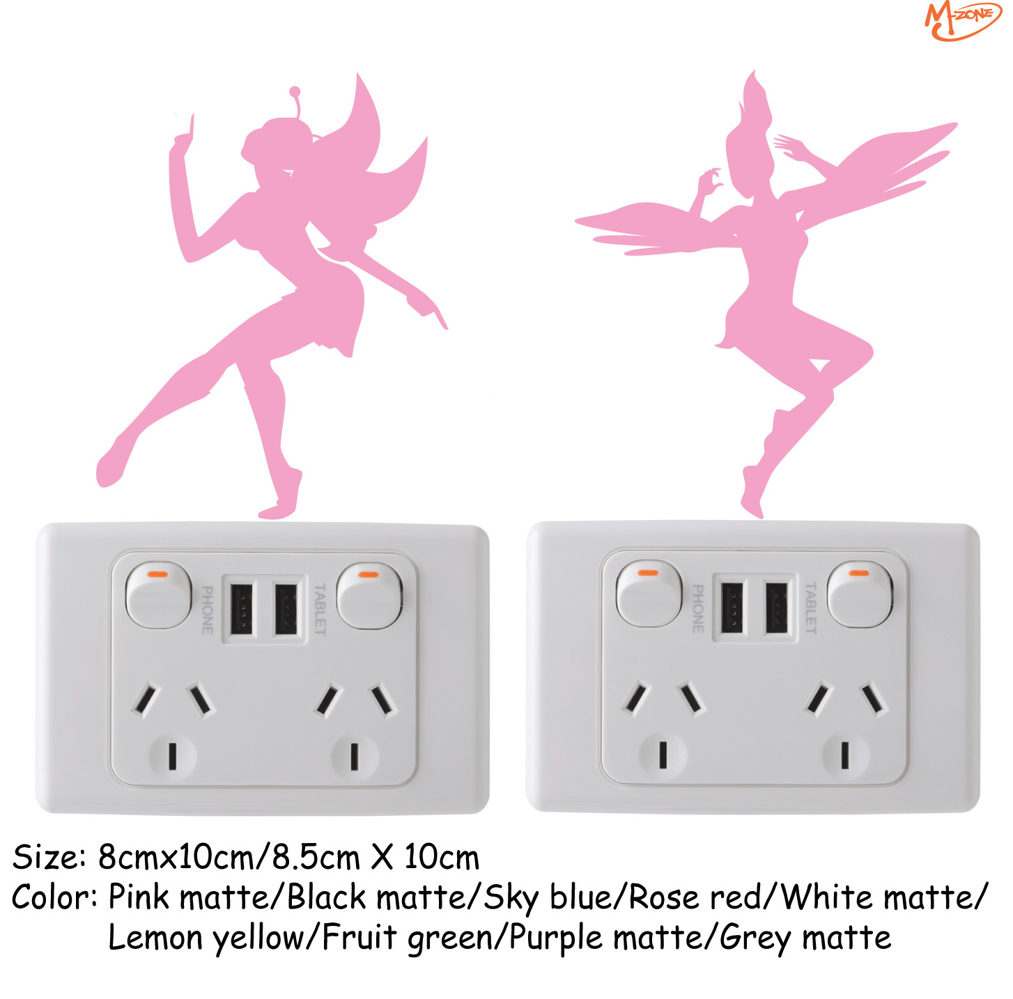*2 Fairies light switch stickers Removable wall stickers Best Gifts Presents
