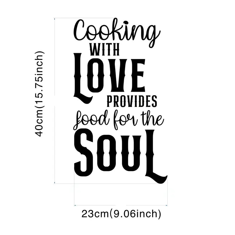 Contemporary "Cooking with Love" Wall Decal Matte Finish Kitchen Art Sticker