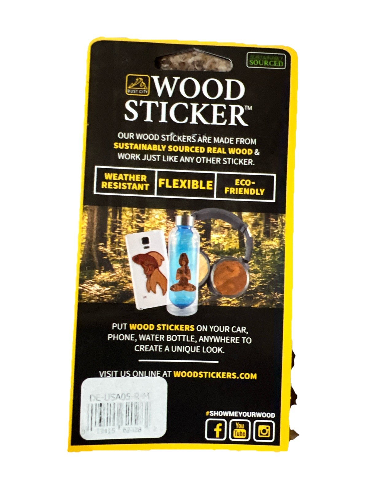 USA Flag Dog Paw WOOD Sticker 3M Dishwasher SAFE Biodegradable Dust City NEW