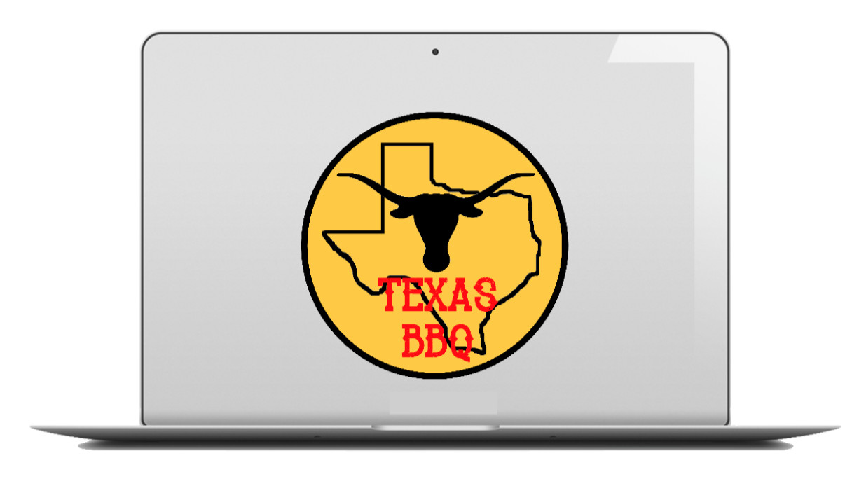 BBQ (Texas) – 4" Car Vinyl Decal Laptop Cooler Trailer Golf Cart Beer Fridge Bar