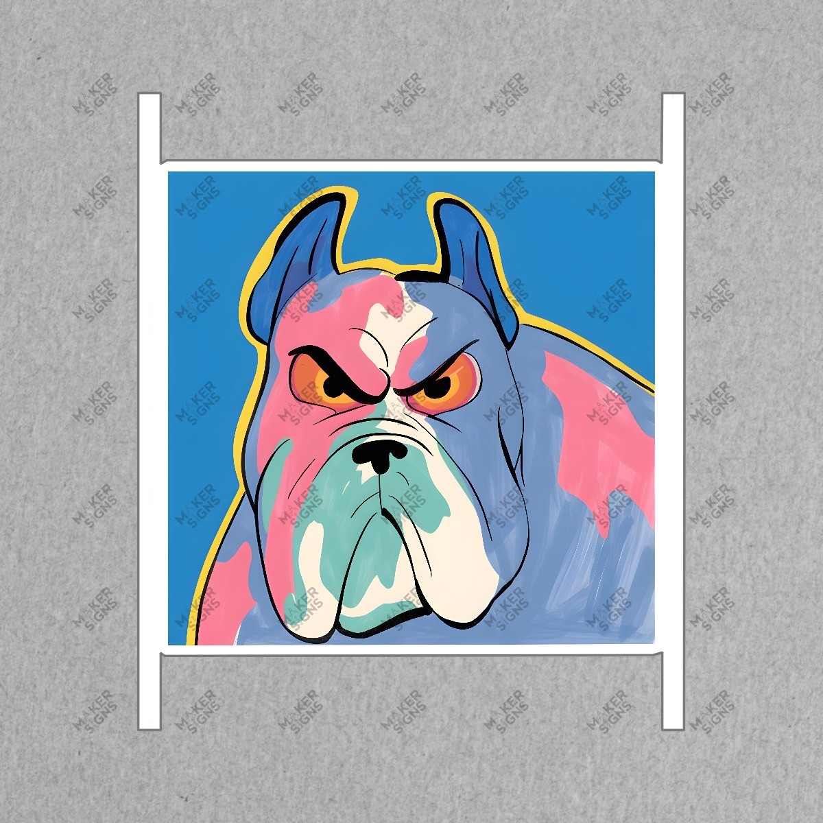 Fierce Bulldog Art Print Colorful Cartoon Style Pop Culture Decor #19122
